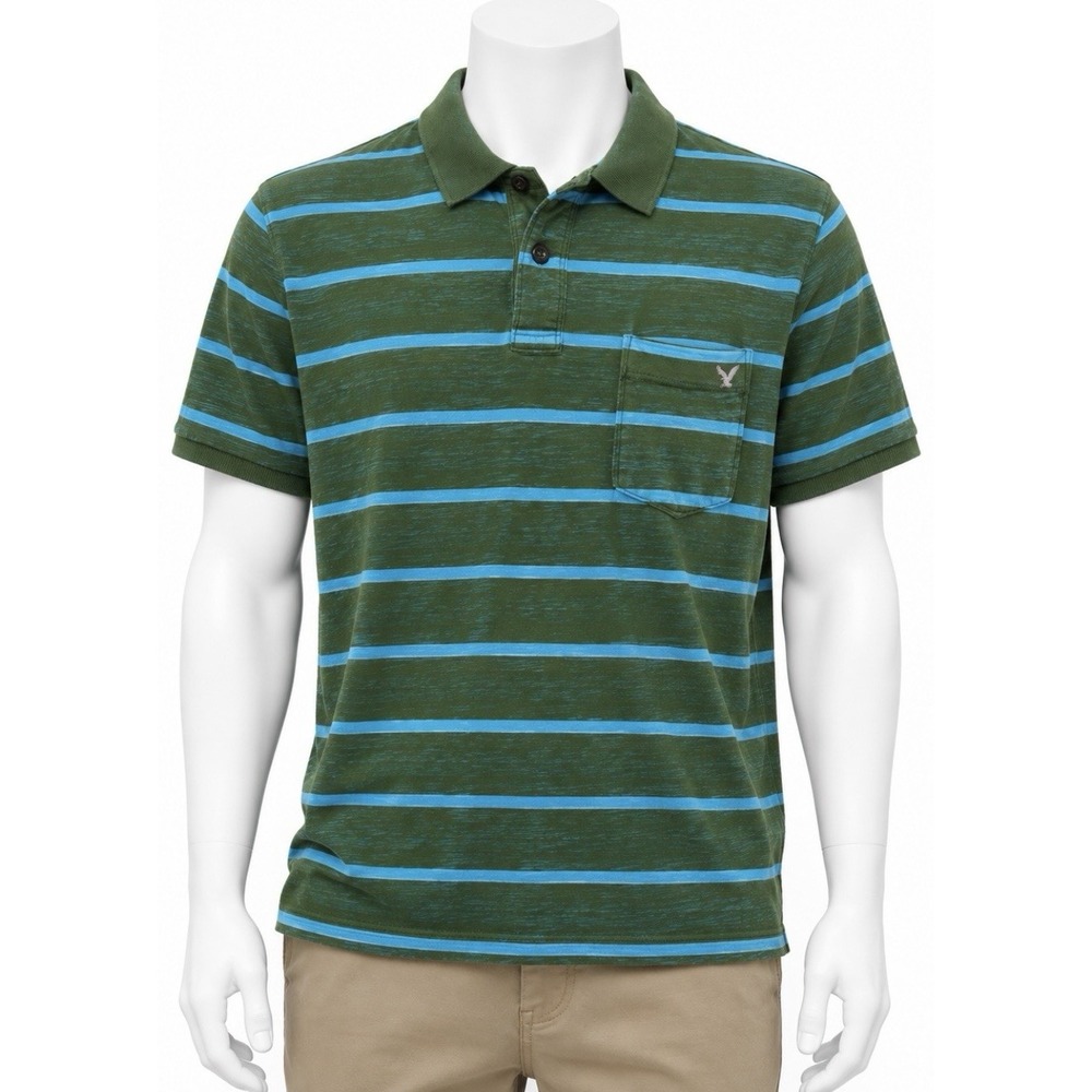 AMERICAN EAGLE OUTFITTERS Men's Vintage Fit Short Sleeve Shirt XL Green Blue